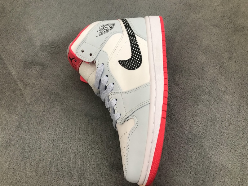 Air Jordan 1 Mid Half Blue Polka Dot Swoosh (GS) 555112-400