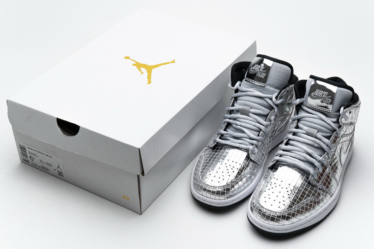 Air Jordan 1 Mid SE Disco Metallic Silver (W) CU9304-001