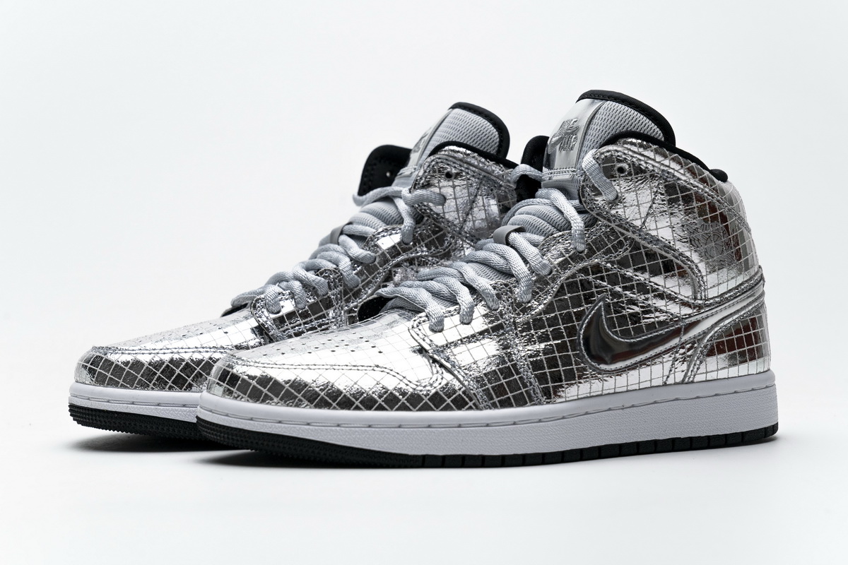 Air Jordan 1 Mid SE Disco Metallic Silver (W) CU9304-001