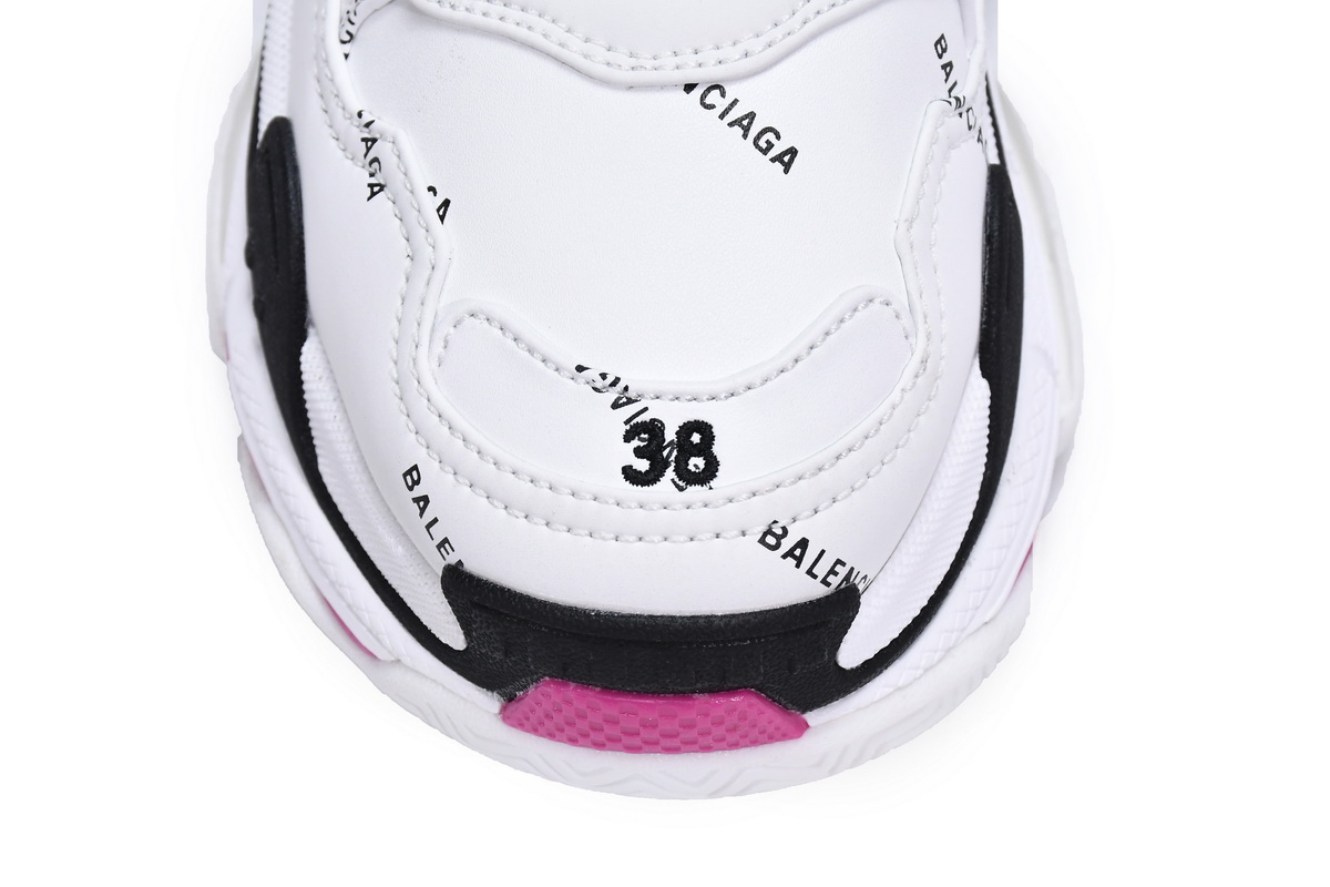 Balenciaga Triple S Letter White Rose Red 524039 W2FA4 9155