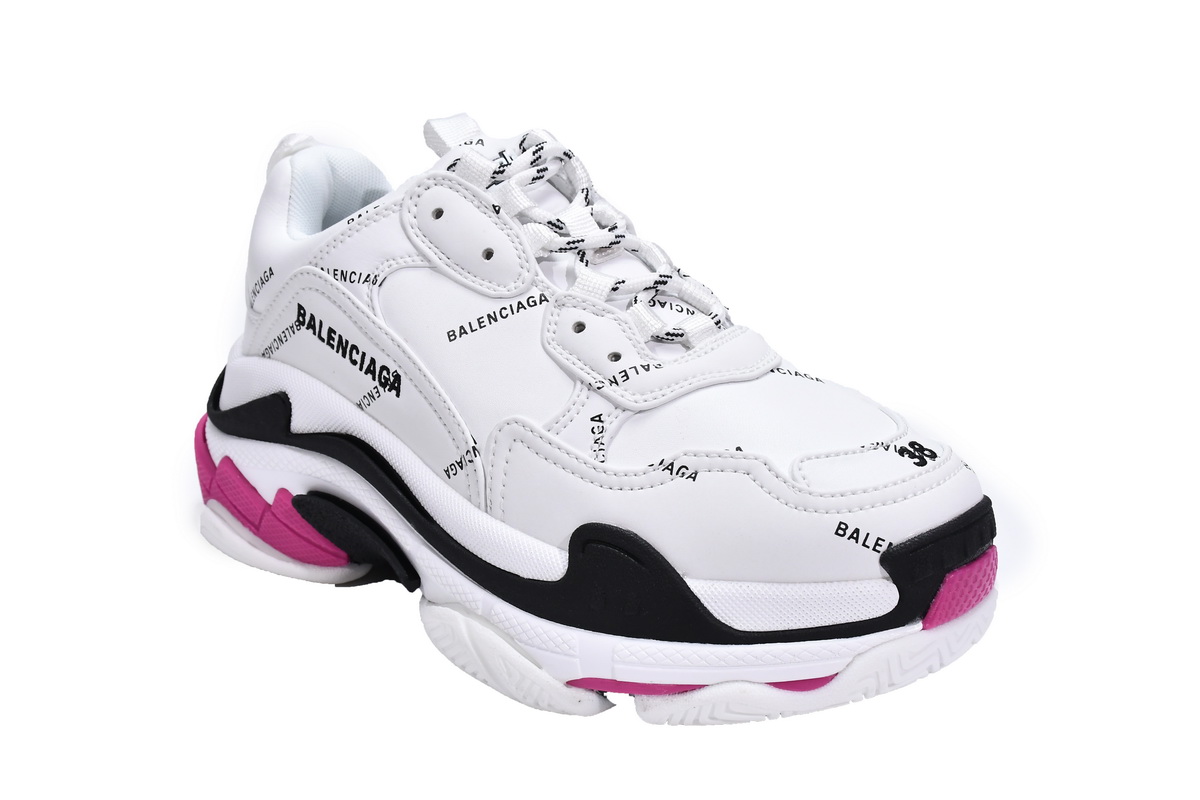 Balenciaga Triple S Letter White Rose Red 524039 W2FA4 9155