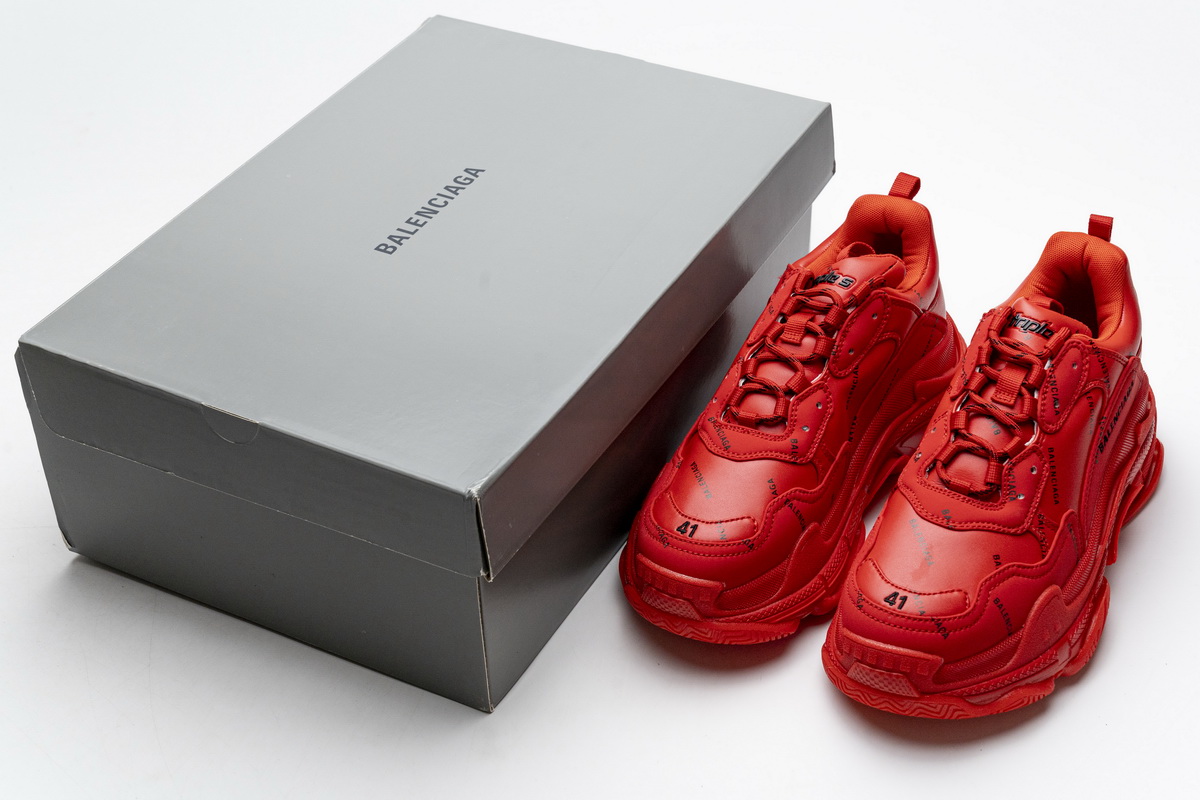Balenciaga Triple S Letter Bright Red 524039 W2FA1 7632