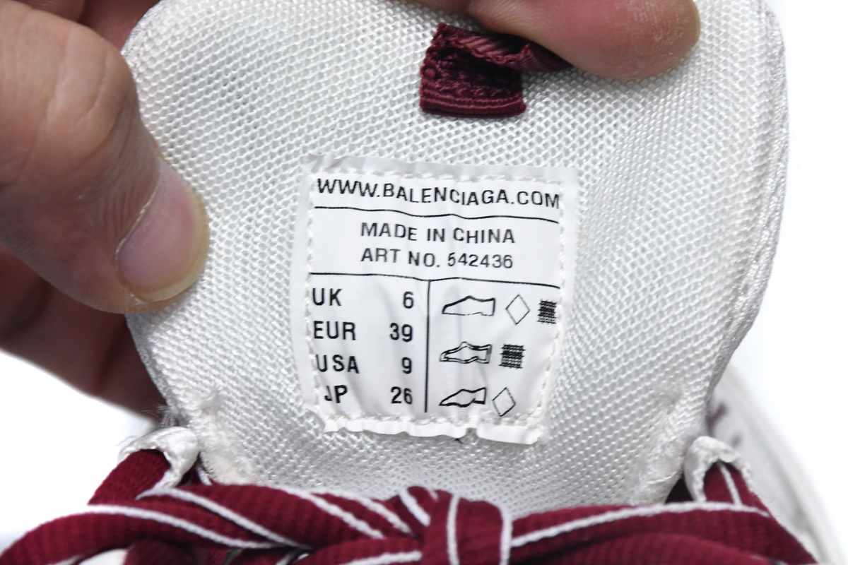Balenciaga Track White Claret Red 542436 W1JH 1915
