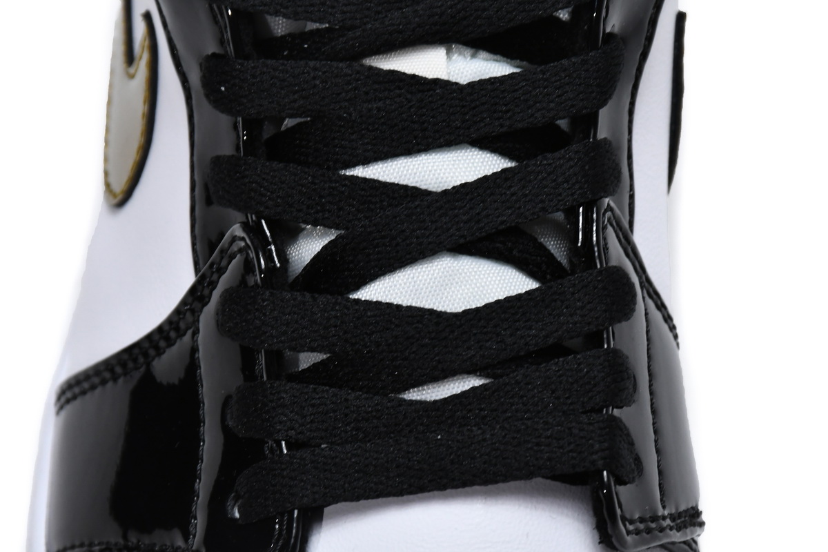 Air Jordan 1 Mid Patent Black White Gold 852542-007