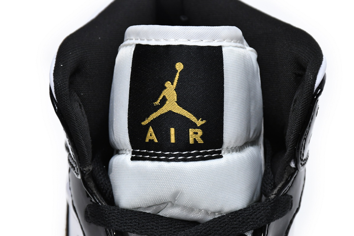 Air Jordan 1 Mid Patent Black White Gold 852542-007