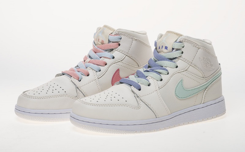 Air Jordan 1 Mid Multi-Color Swoosh Phantom (GS) 555112-035