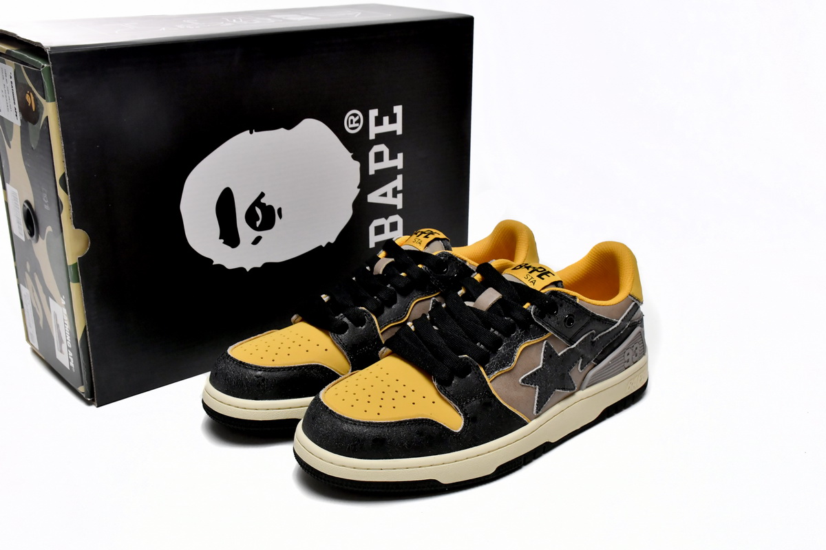 Bape Sk8 Sta Low Make old Black and Yellow 1120-291-021(BapeSta)