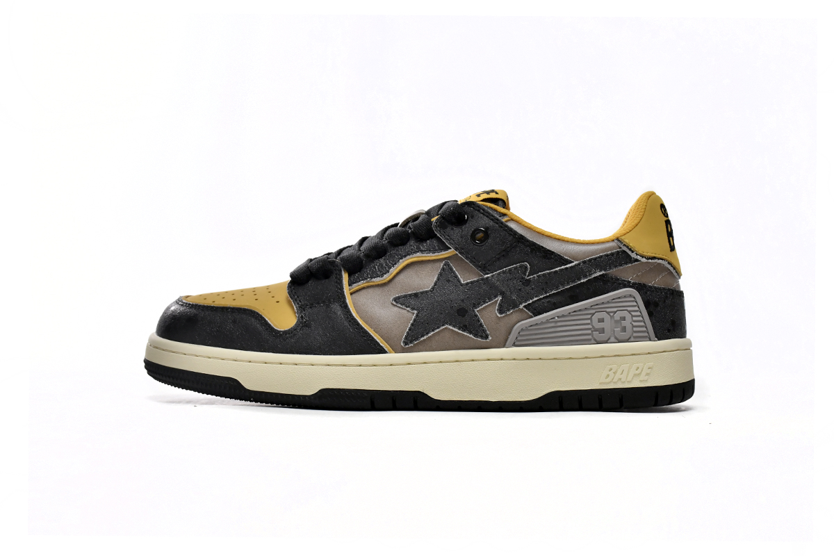 Bape Sk8 Sta Low Make old Black and Yellow 1120-291-021(BapeSta)