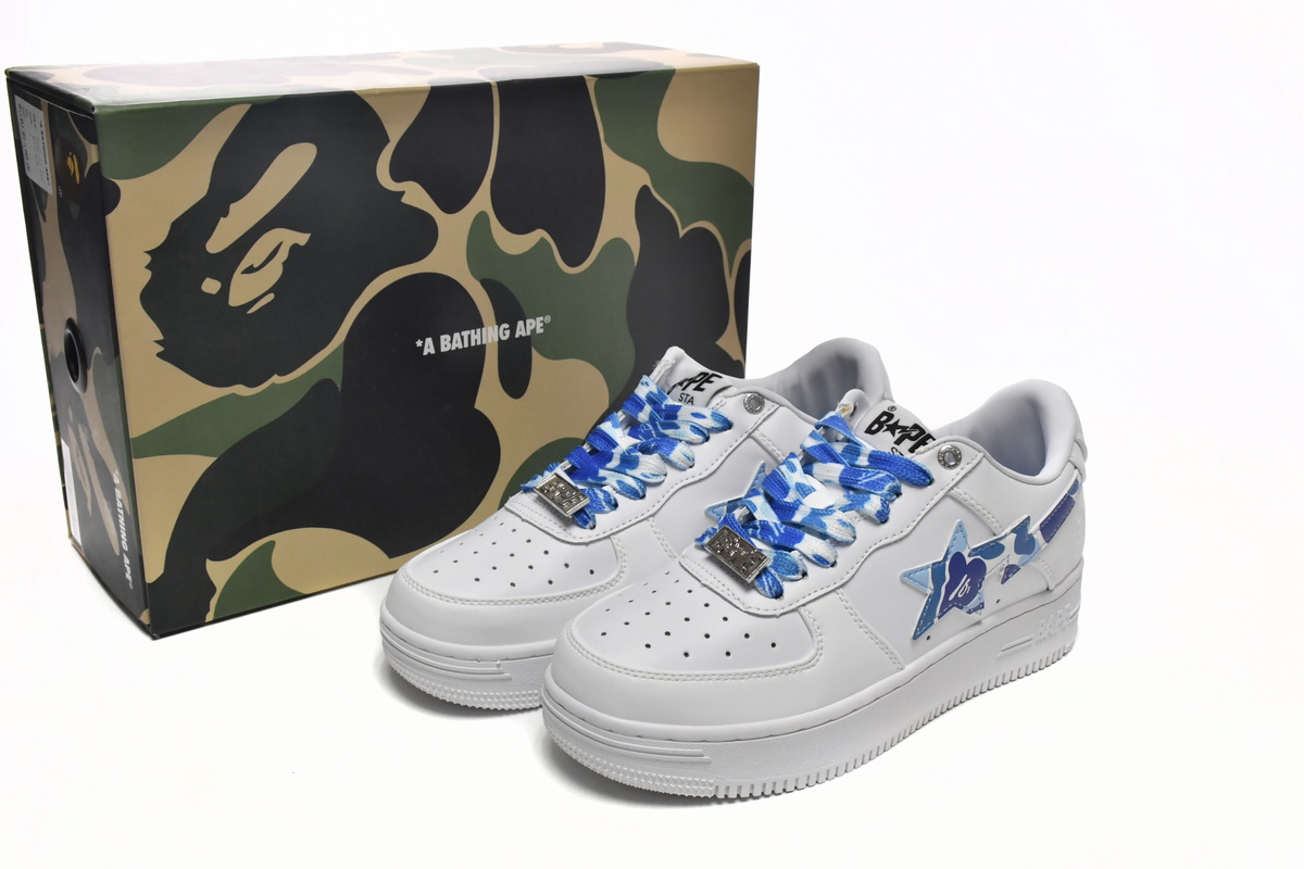 Cheap Fake BapeSta Low White Blue Camouflage