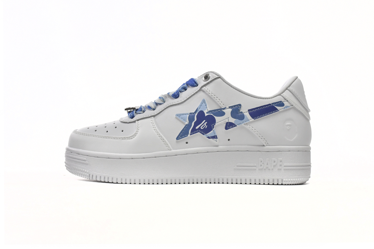 Cheap  Fake BapeSta Low White Blue Camouflage