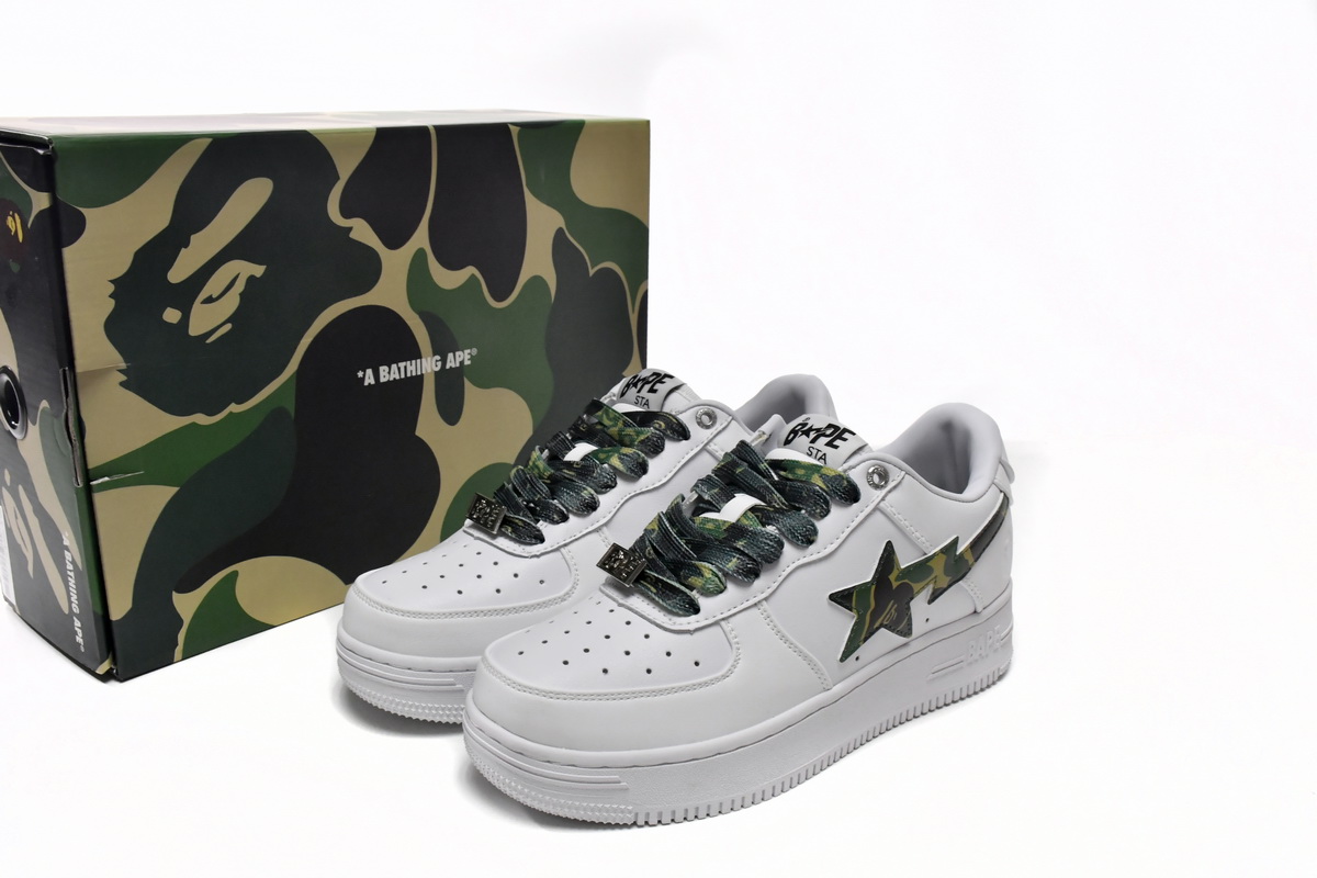 Cheap Bape Sta Low White Green Camouflage 1H20-191-045(BapeSta)