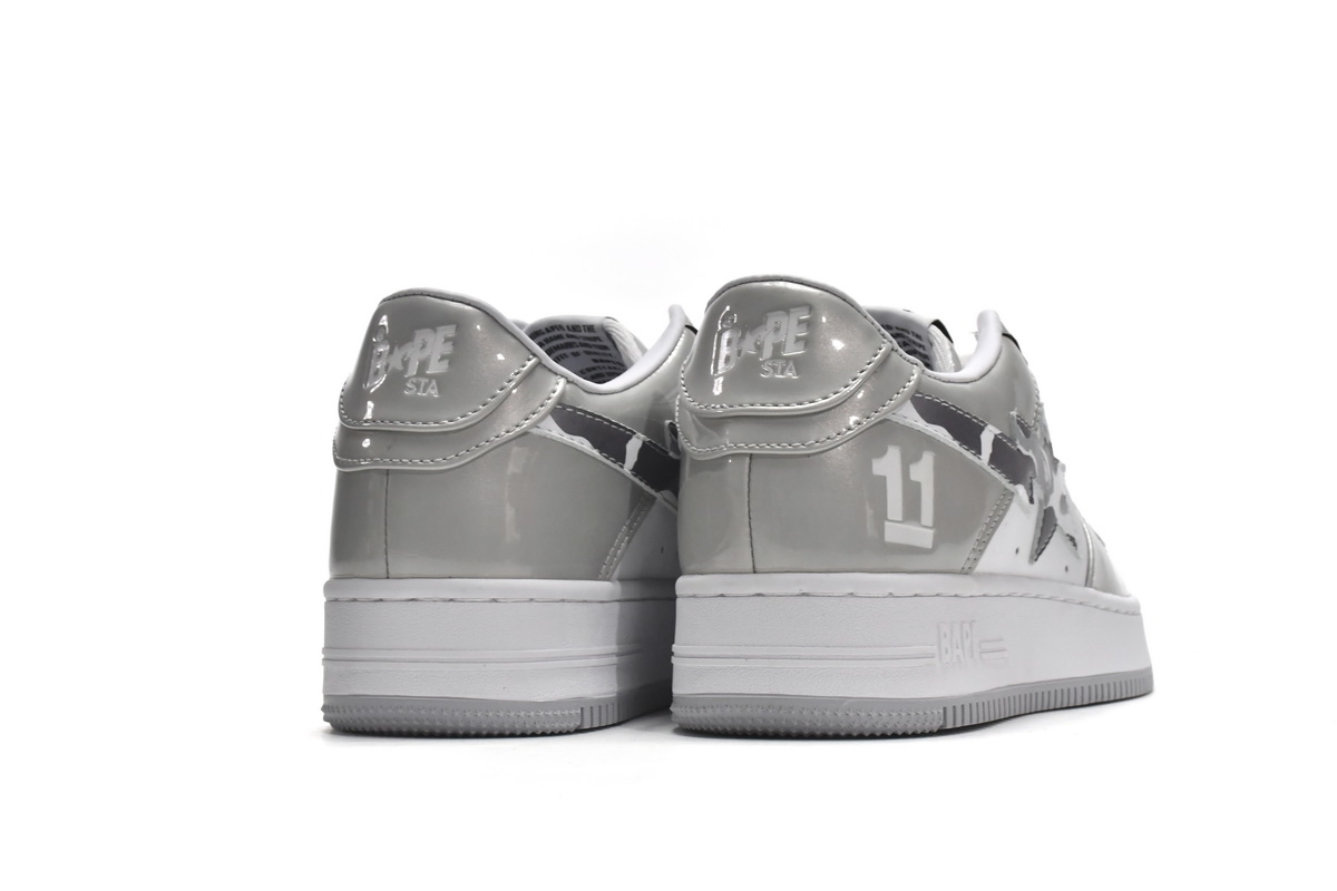 Cheap Fake BapeSta Low White Grey Mirror Surface