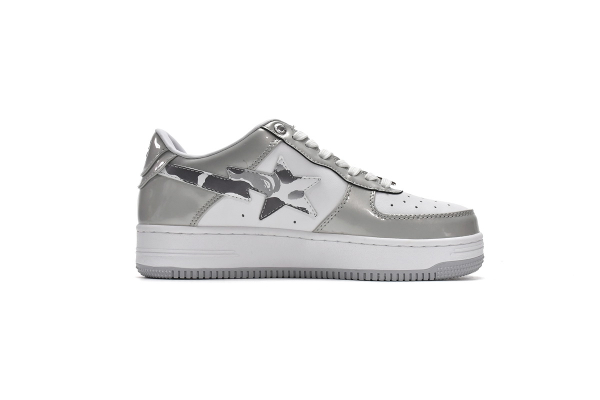 Cheap Fake BapeSta Low White Grey Mirror Surface
