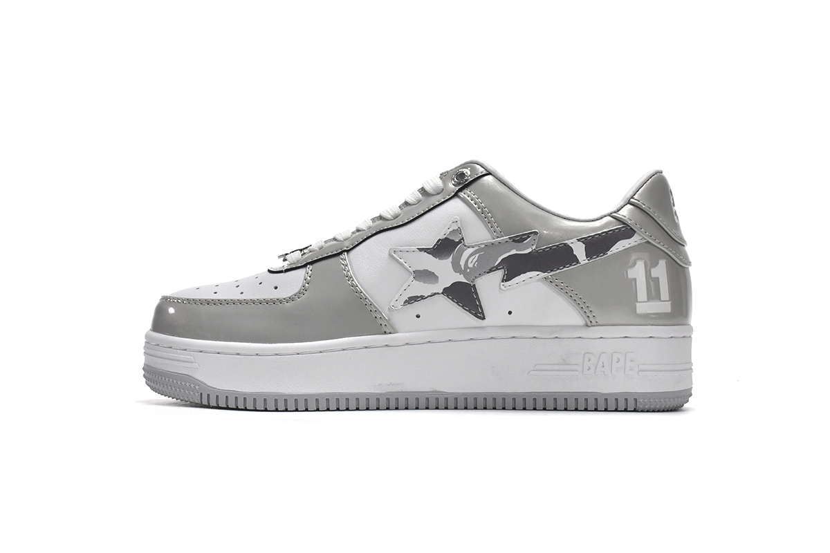 Cheap Fake BapeSta Low White Grey Mirror Surface