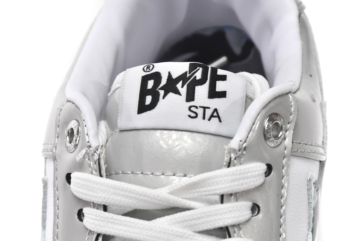 Cheap Fake BapeSta Low White Grey Mirror Surface