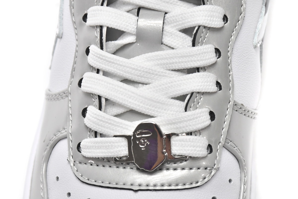 Cheap Fake BapeSta Low White Grey Mirror Surface