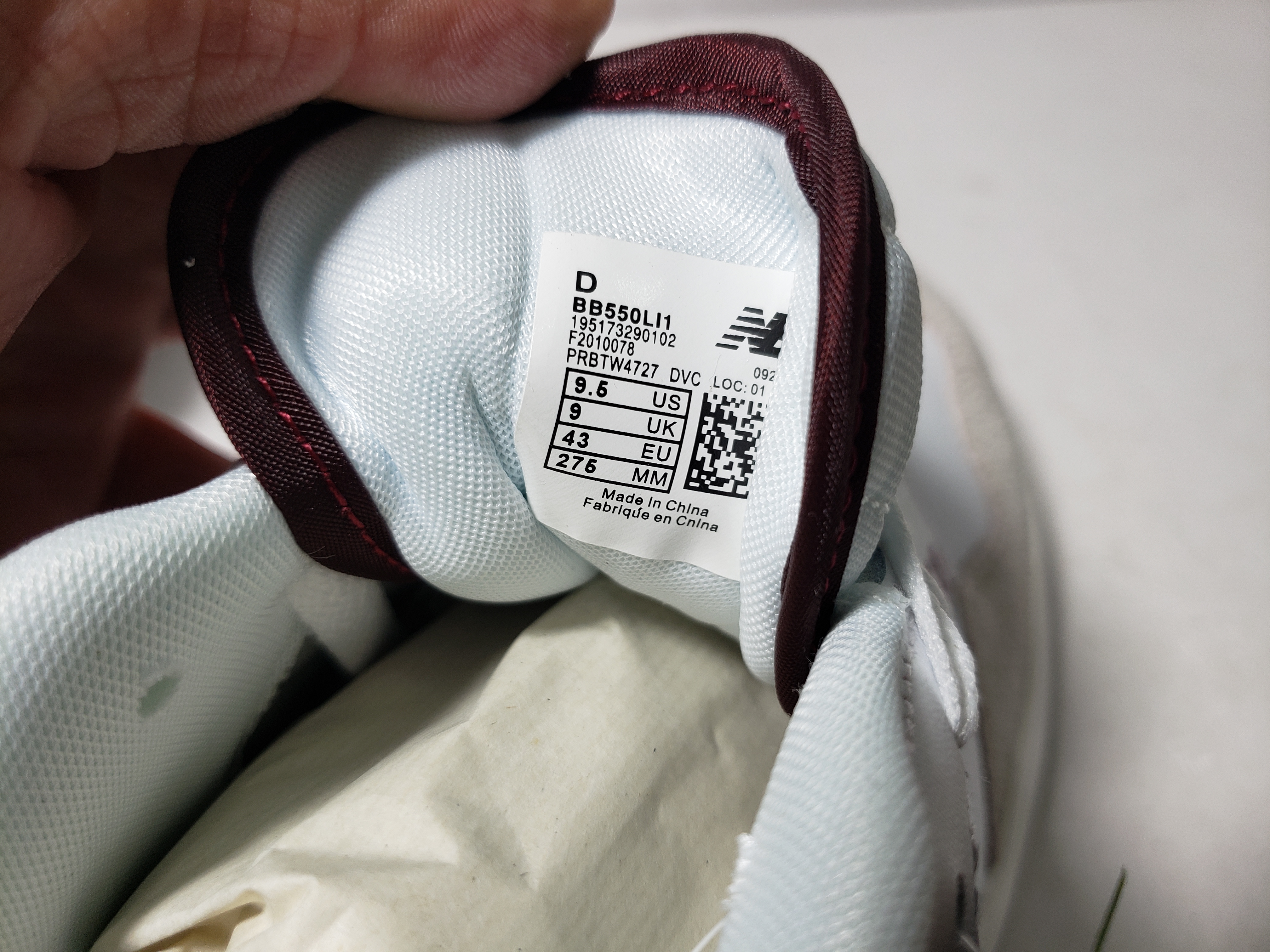 New Balance 550 Sea Salt Burgundy BB550LI1