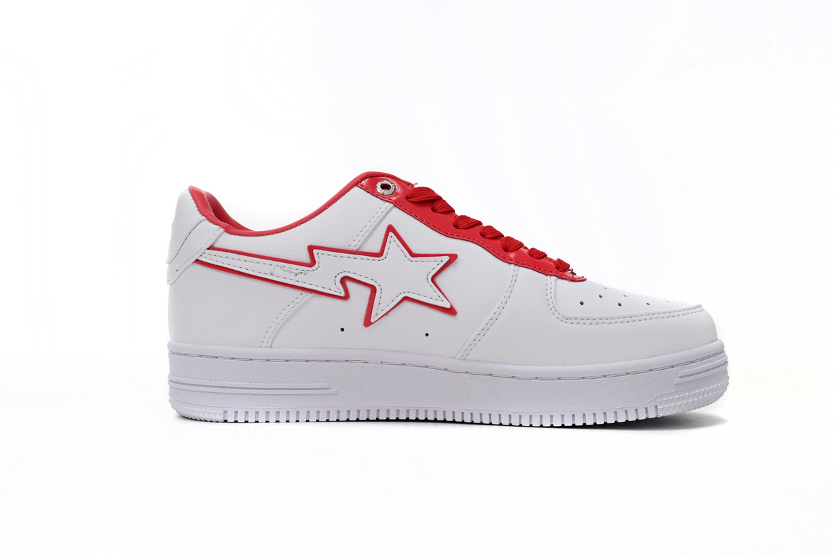 Cheap Fake BapeSta Low White Red Border 1J30-291-017