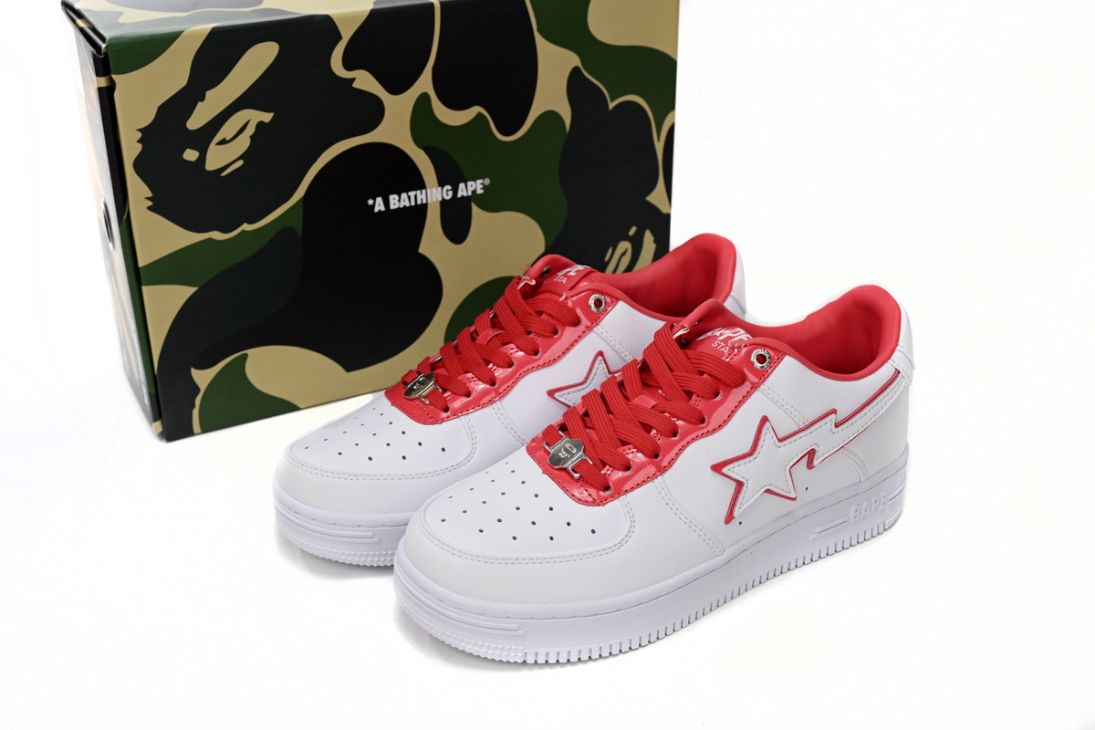 Cheap Fake BapeSta Low White Red Border 1J30-291-017