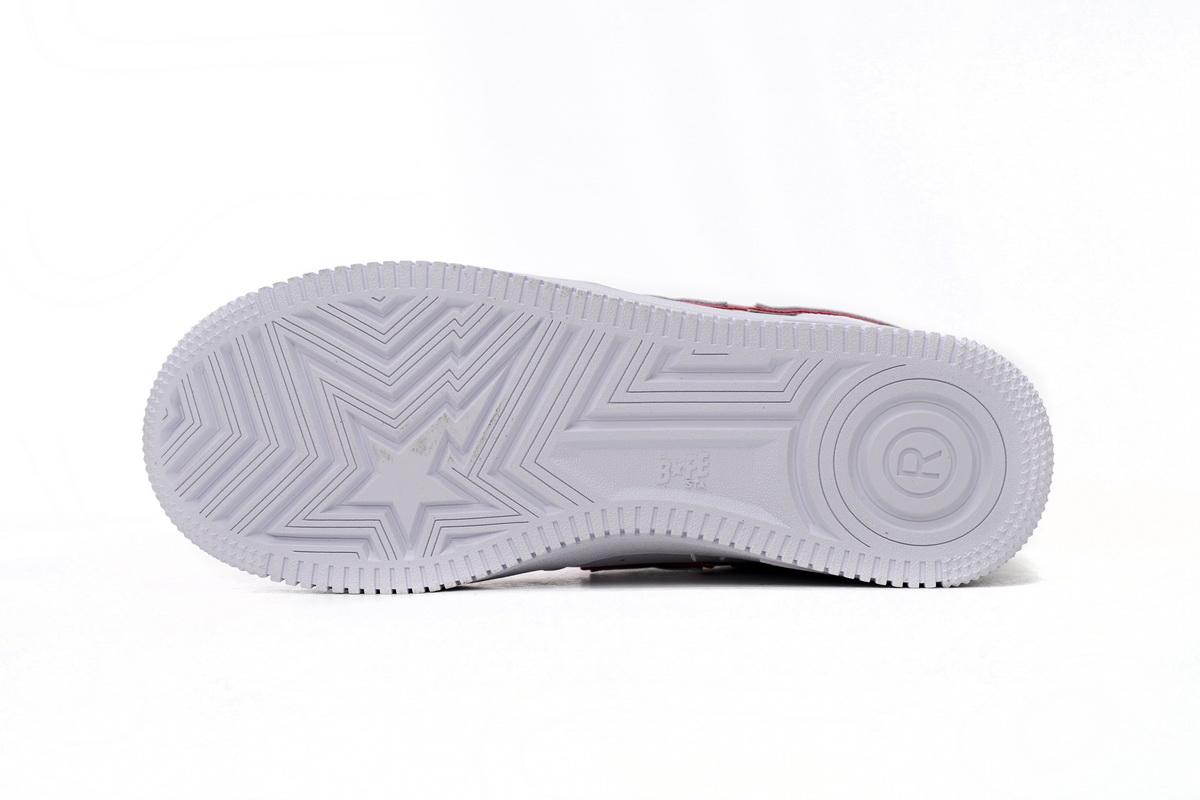Cheap Fake BapeSta Low White Red Border 1J30-291-017