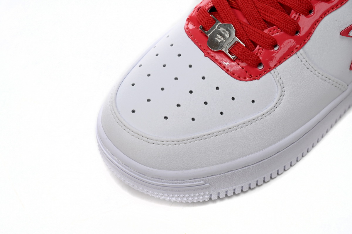 Cheap Fake BapeSta Low White Red Border 1J30-291-017