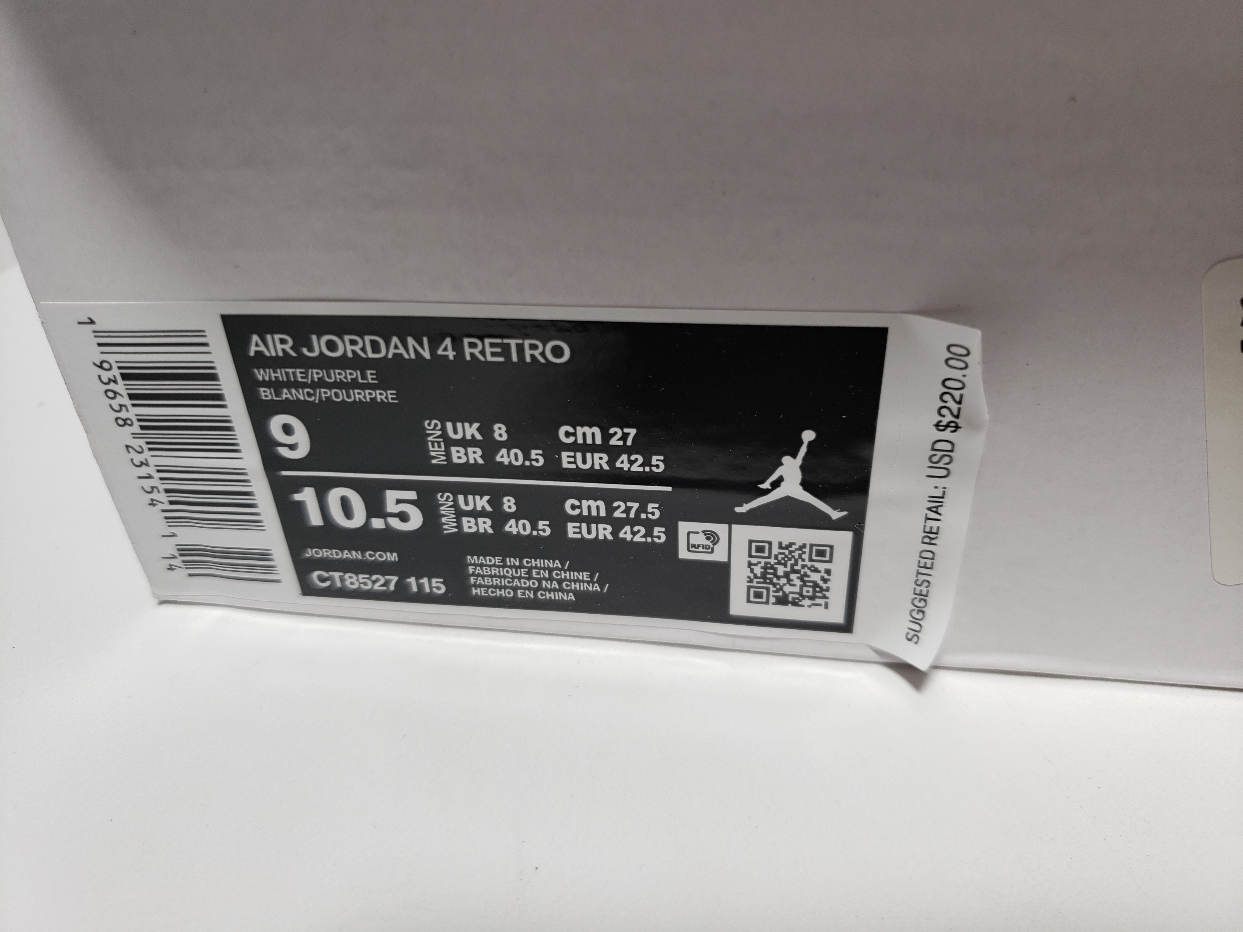 Air Jordan 4 Retro Purple Metallic CT8527-115 (Top Quality)