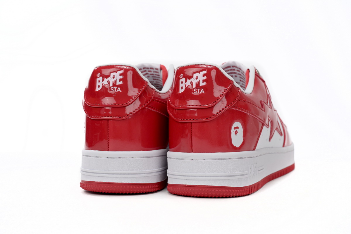 Cheap Fake BapeSta Low Red And White Mirror Surface 1170 191 022