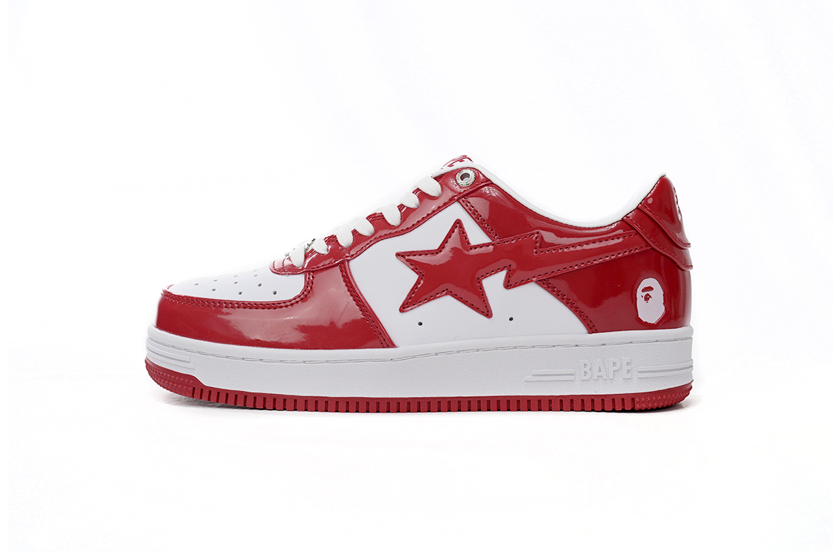 Cheap Fake BapeSta Low Red And White Mirror Surface 1170 191 022