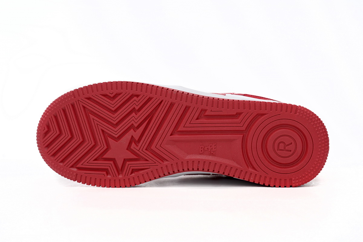Cheap Fake BapeSta Low Red And White Mirror Surface 1170 191 022