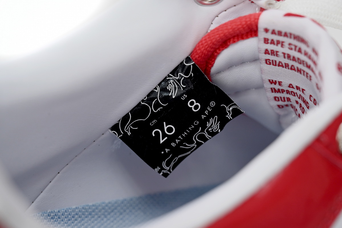 Cheap Fake BapeSta Low Red And White Mirror Surface 1170 191 022