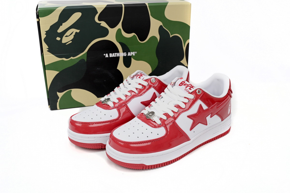 Cheap Fake BapeSta Low Red And White Mirror Surface 1170 191 022