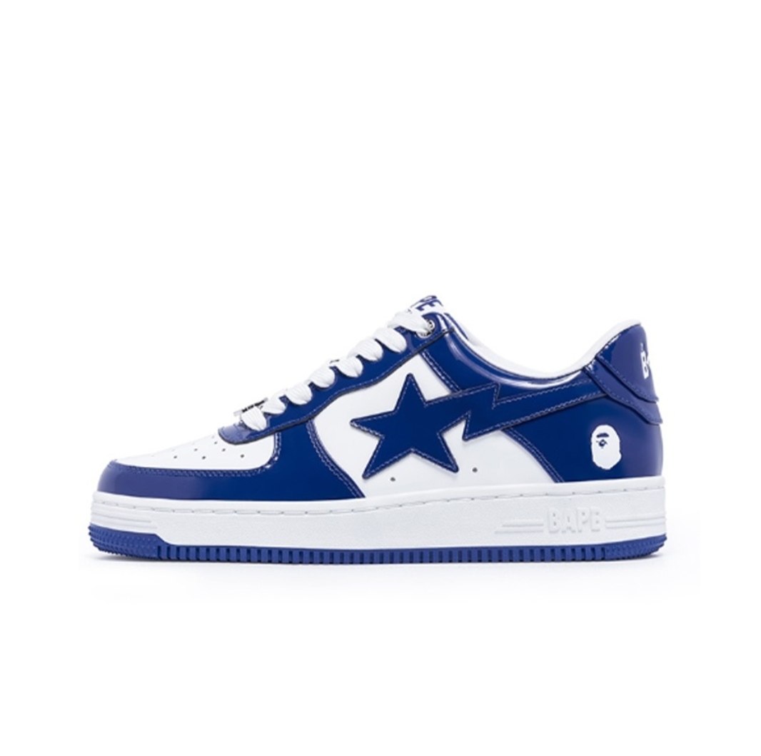 A Bathing Ape Bape StaPatent Leather White Blue (2023)(BapeSta)