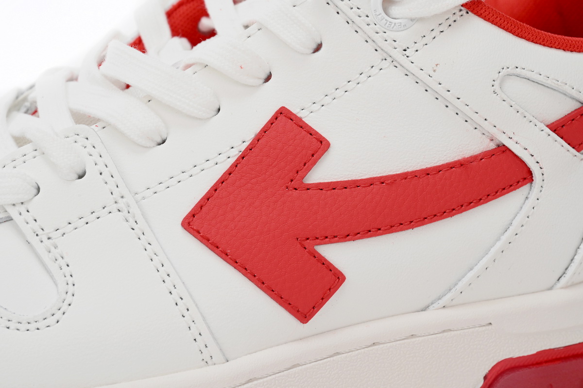 OFF-WHITE Out Of Office "OOO" Low Tops White Red OMIA189F22LEA0010125