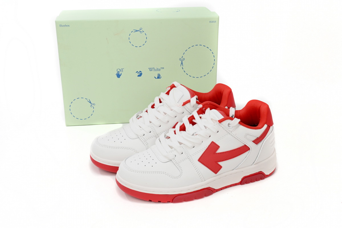 OFF-WHITE Out Of Office "OOO" Low Tops White Red OMIA189F22LEA0010125