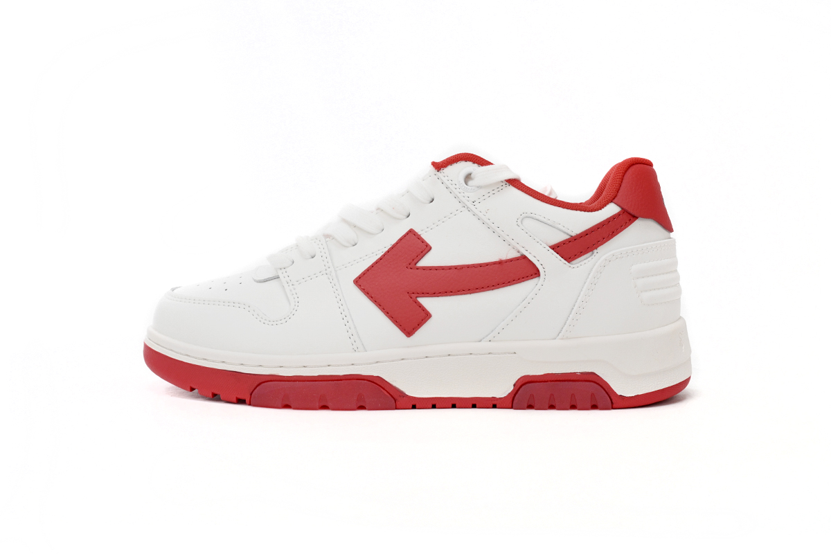 OFF-WHITE Out Of Office "OOO" Low Tops White Red OMIA189F22LEA0010125