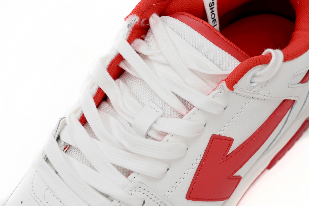 OFF-WHITE Out Of Office "OOO" Low Tops White Red OMIA189F22LEA0010125