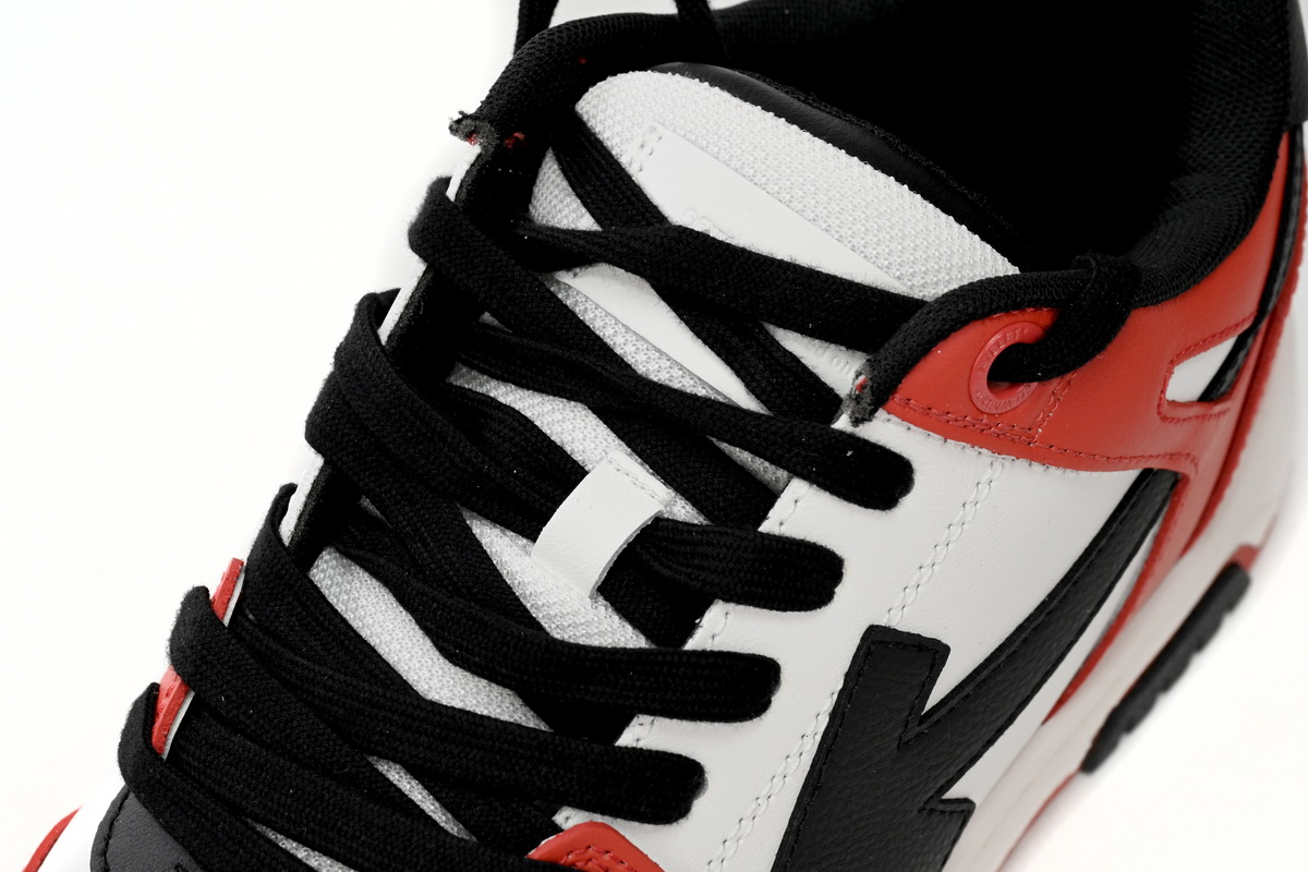 OFF-WHITE Out Of Office OOO Low Tops Black White Red OMIA189S23LEA0012510