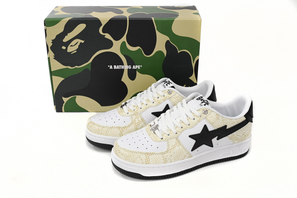 A Bathing Ape Bape Sta Low White Snake Skin Pattern 1I80 191 009