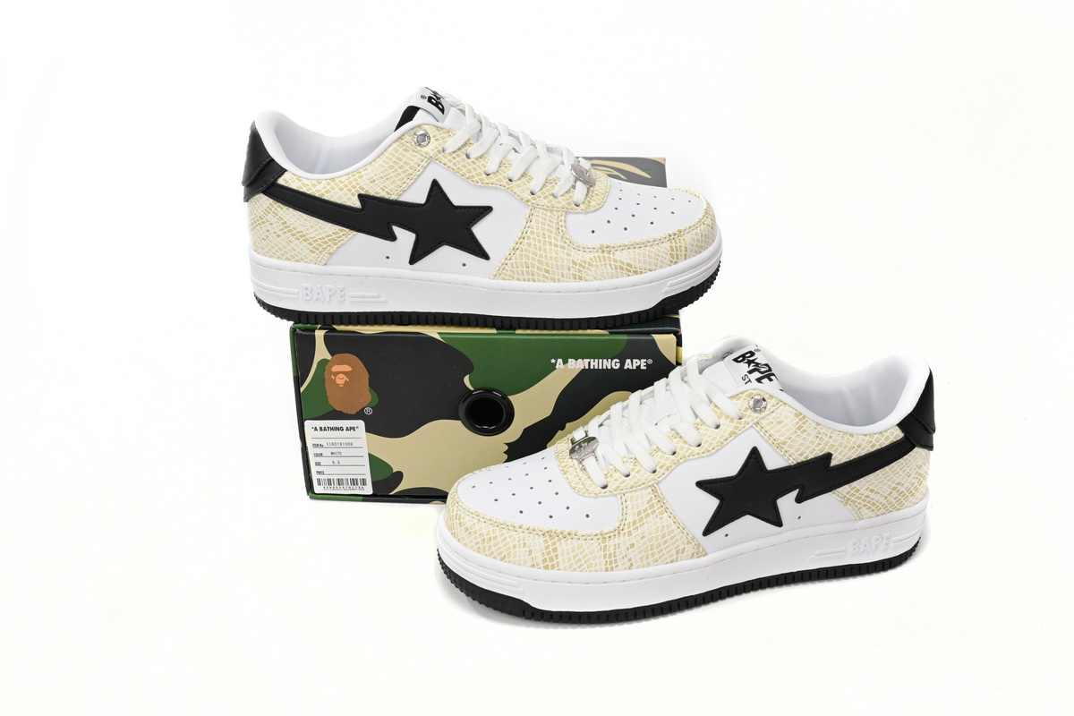 A Bathing Ape Bape Sta Low White Snake Skin Pattern 1I80 191 009