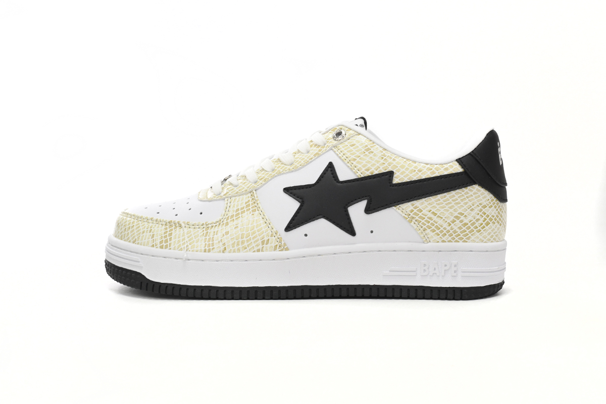 A Bathing Ape Bape Sta Low White Snake Skin Pattern 1I80 191 009