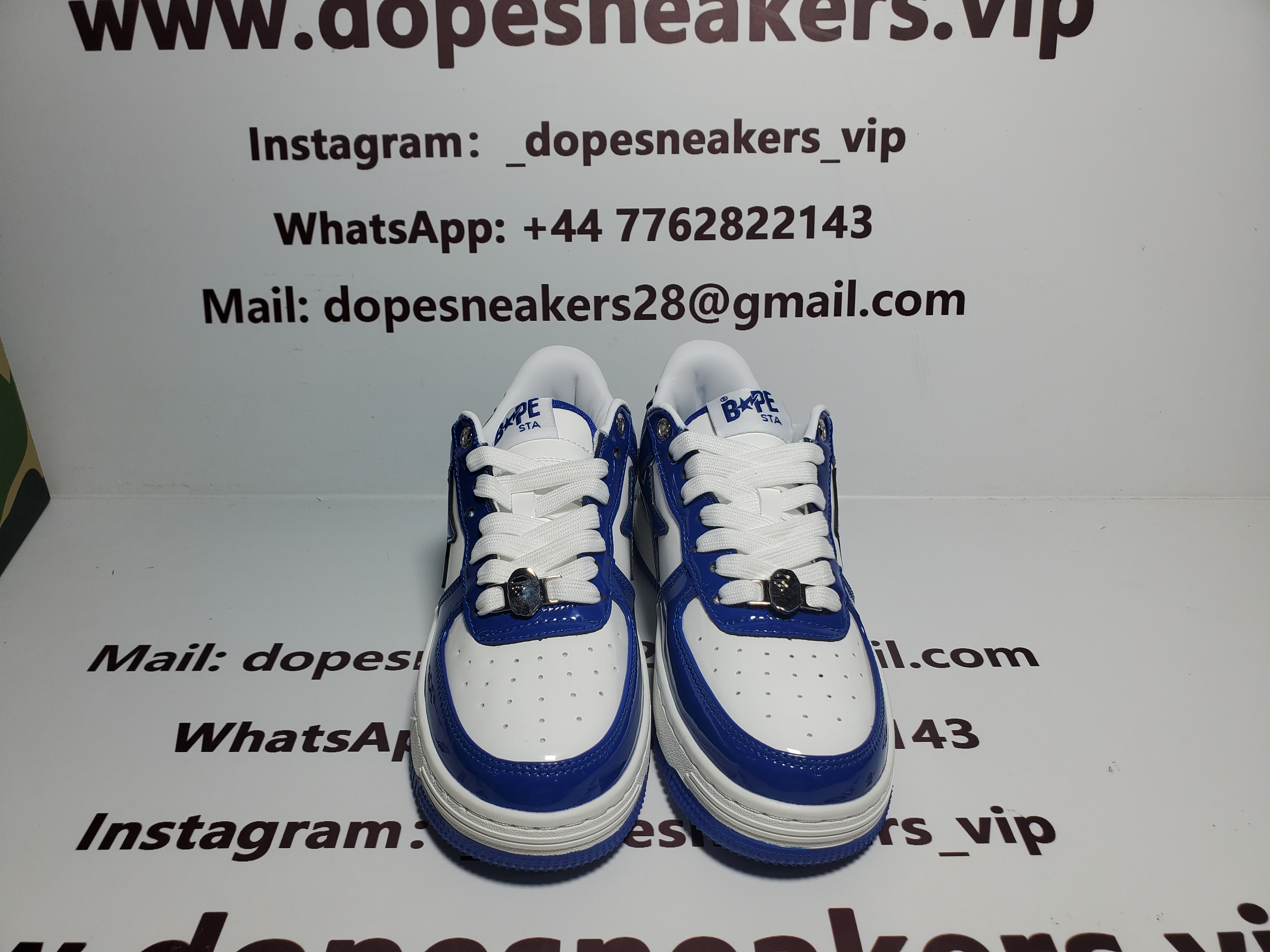 A Bathing Ape Bape StaPatent Leather White Blue (2023)(BapeSta)