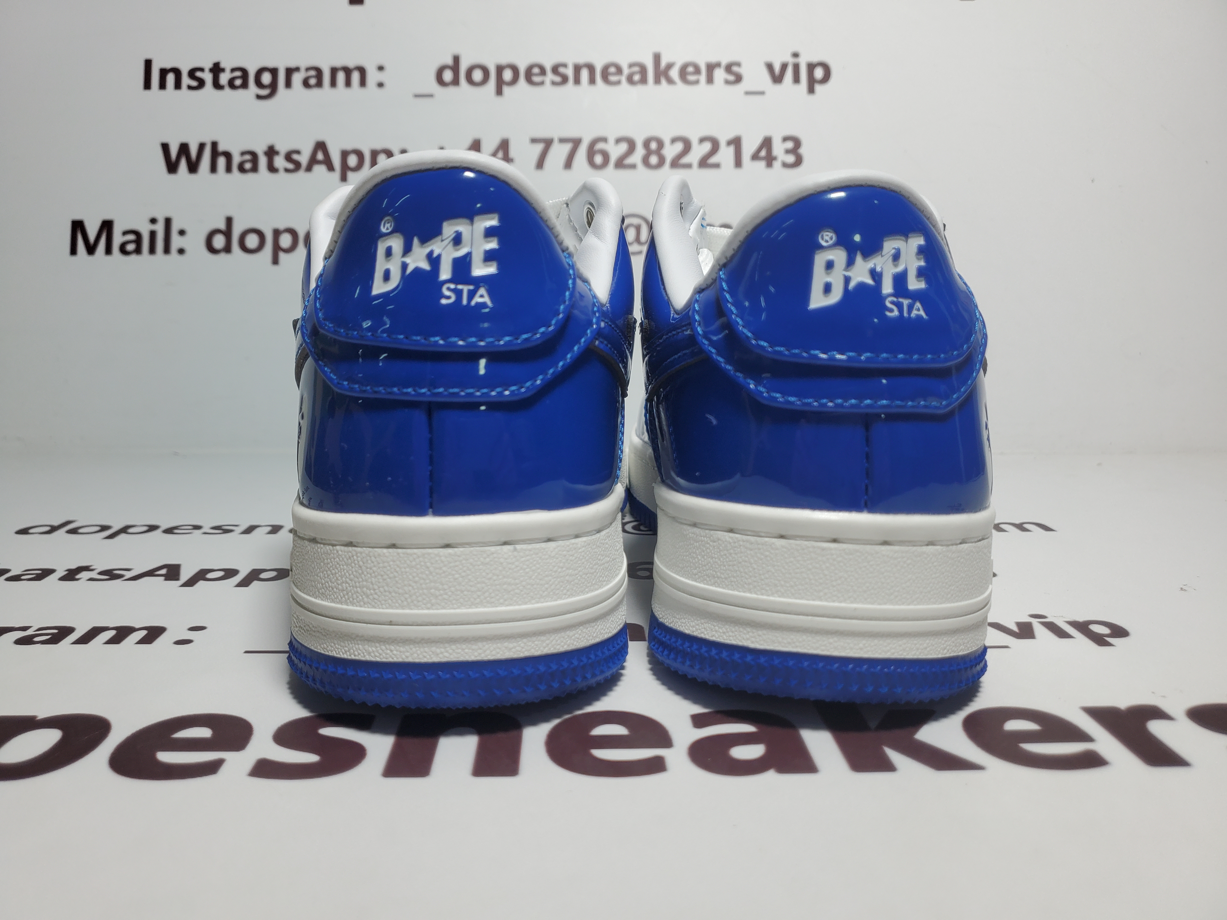 A Bathing Ape Bape StaPatent Leather White Blue (2023)(BapeSta)