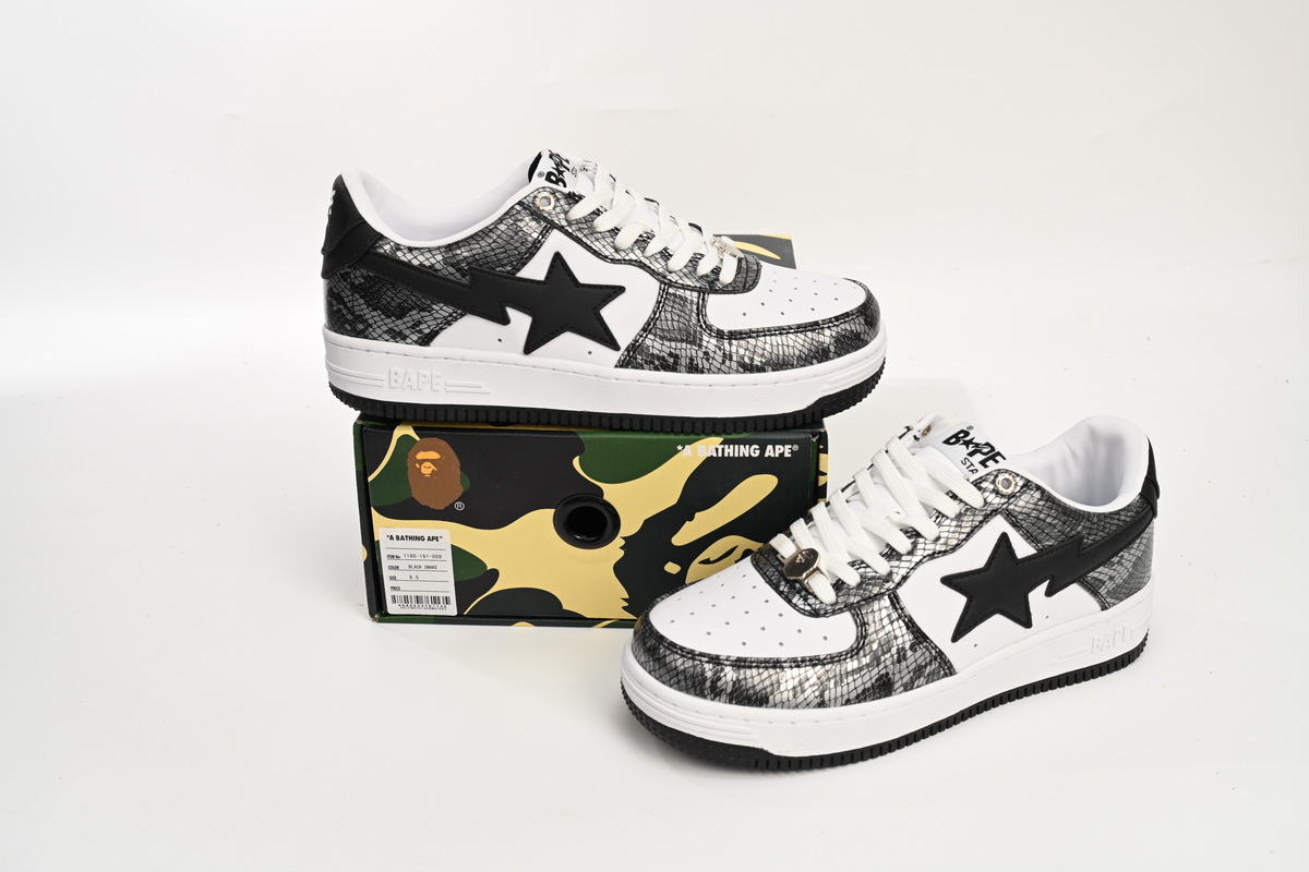 A Bathing Ape Bape Sta Low Black Black Snake Skin 1180 191 009