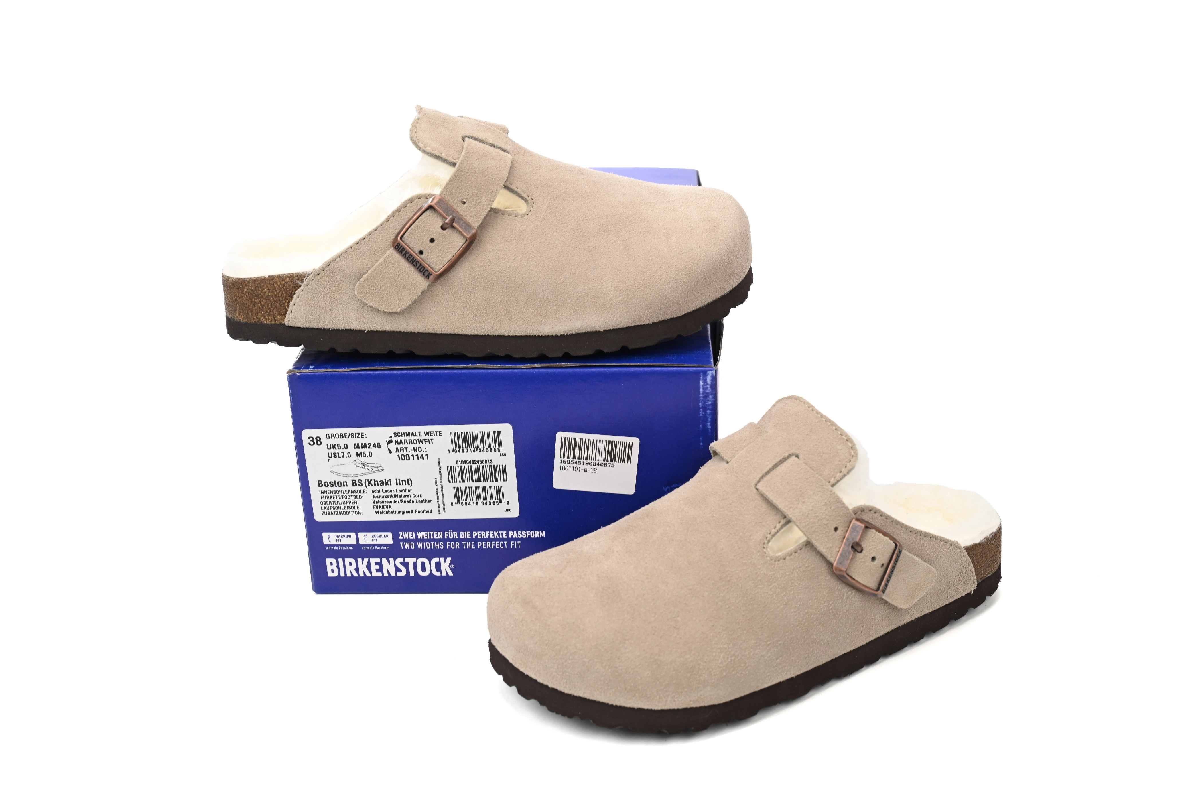 Birkenstock Boston Shearling Coin Suede Beige E14T002N6L