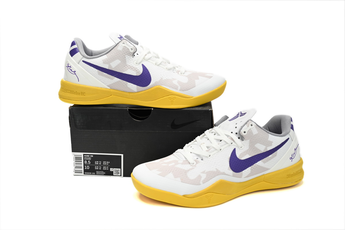 Nike Kobe 8 Low White/Purple-Yello 555035-101