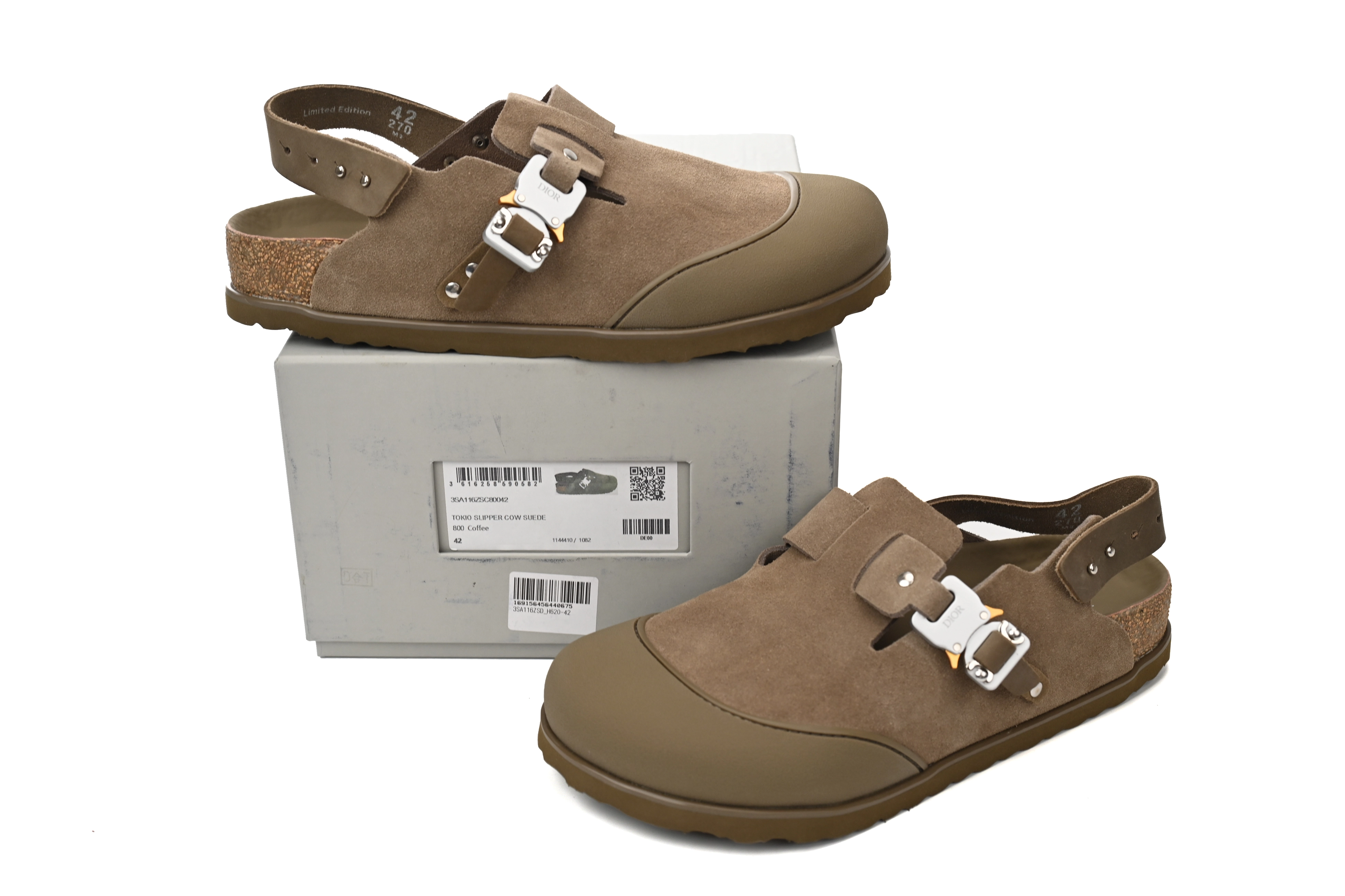 Dior by Birkenstock Mule Tokio Khaki Nubuck Calfskin 3SA116ZSD_H620