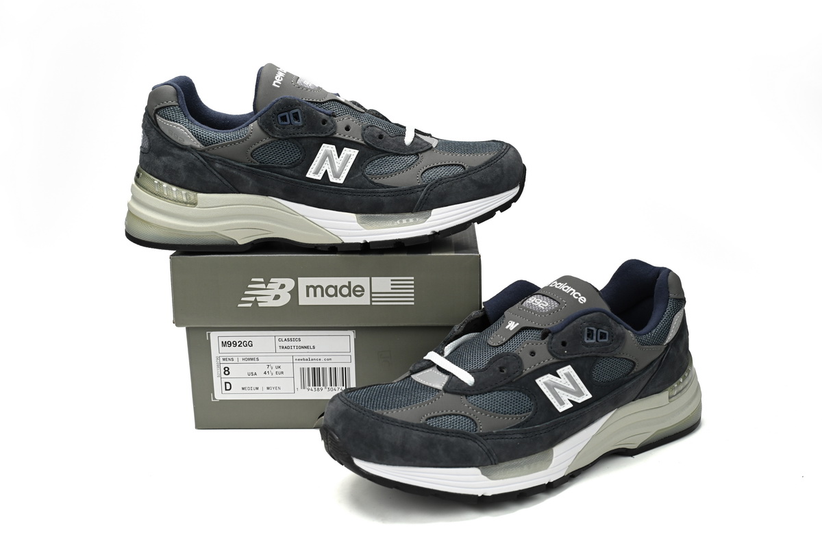 New Balance 992 White, black, and gray M992GG