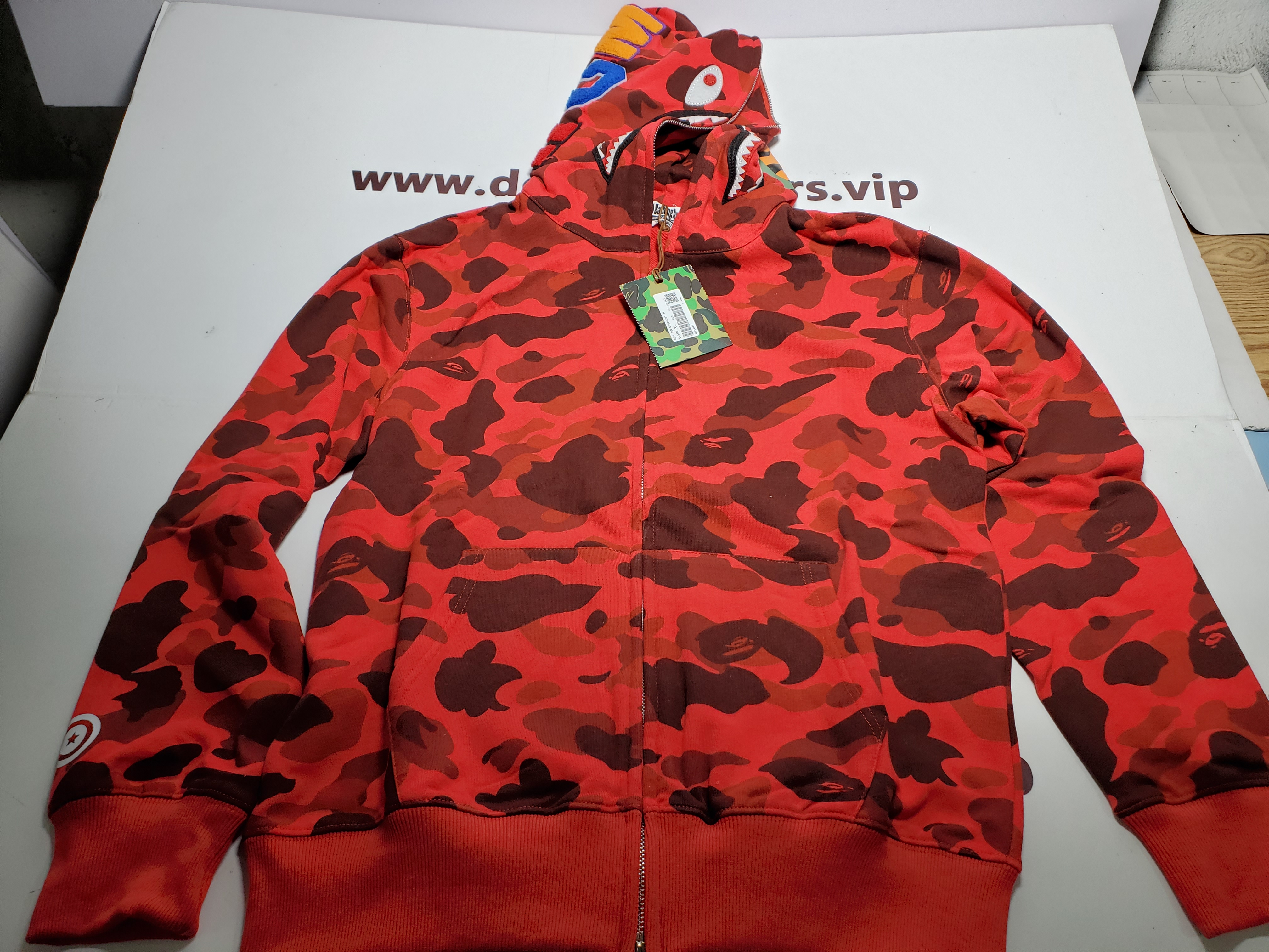 BAPE Color Camo Shark Zip Hoodie Red 4580793322511
