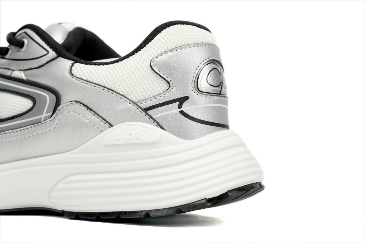 Dior B30 White Mesh Silver-Tone Metallic Calfskin