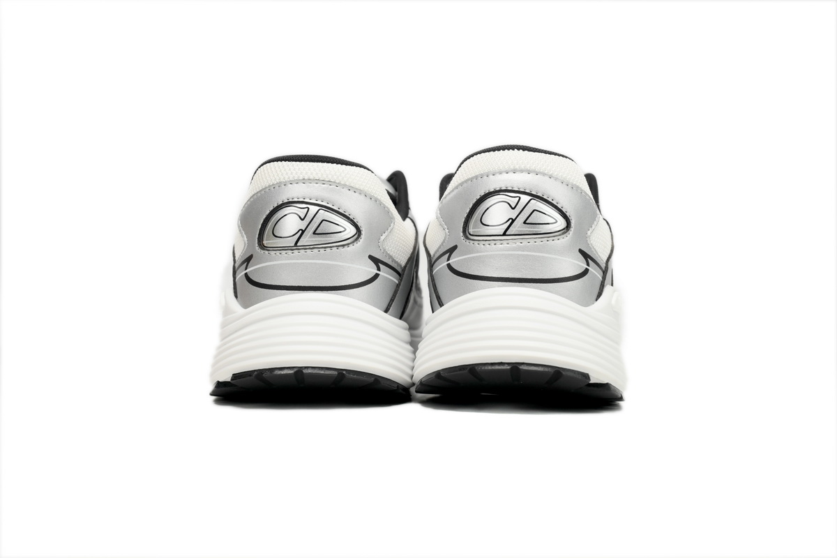 Dior B30 White Mesh Silver-Tone Metallic Calfskin